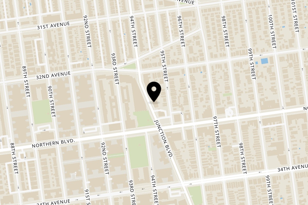 Map showing the location of Sunshine Froyo on 32-37 Junction Blvd in East Elmhurst